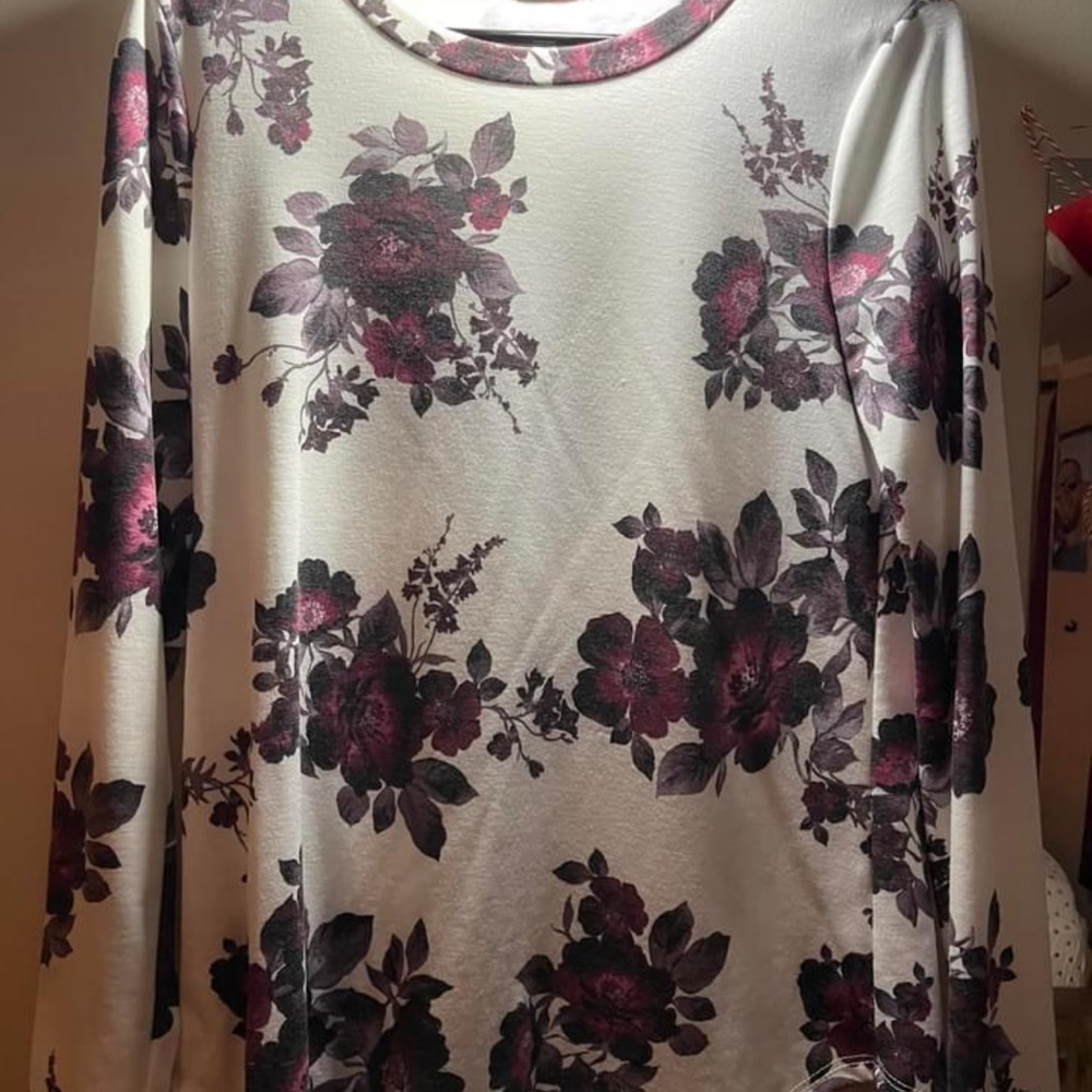 White and Floral Long Sleeve